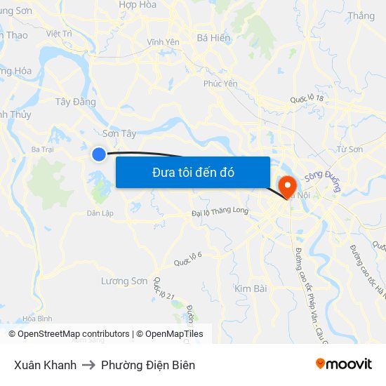 Xuân Khanh to Phường Điện Biên map