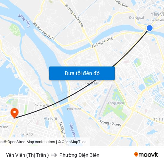 Yên Viên (Thị Trấn ) to Phường Điện Biên map