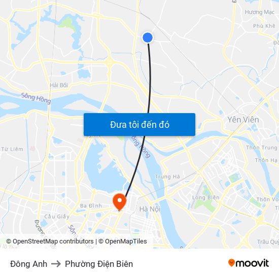 Đông Anh to Phường Điện Biên map