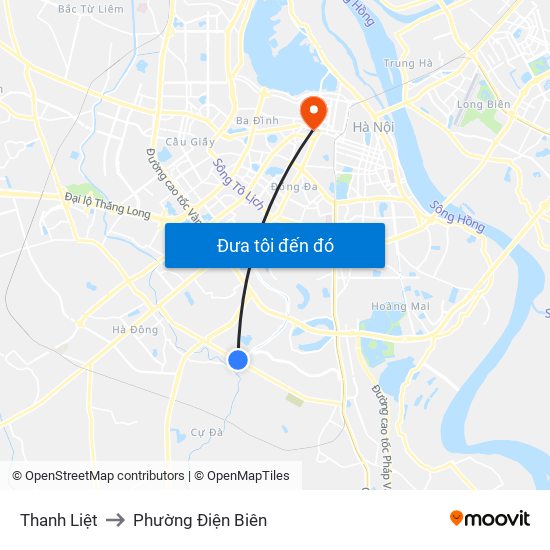Thanh Liệt to Phường Điện Biên map