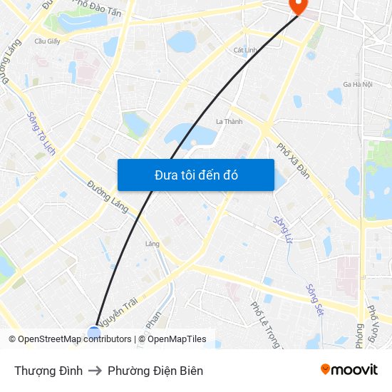 Thượng Đình to Phường Điện Biên map