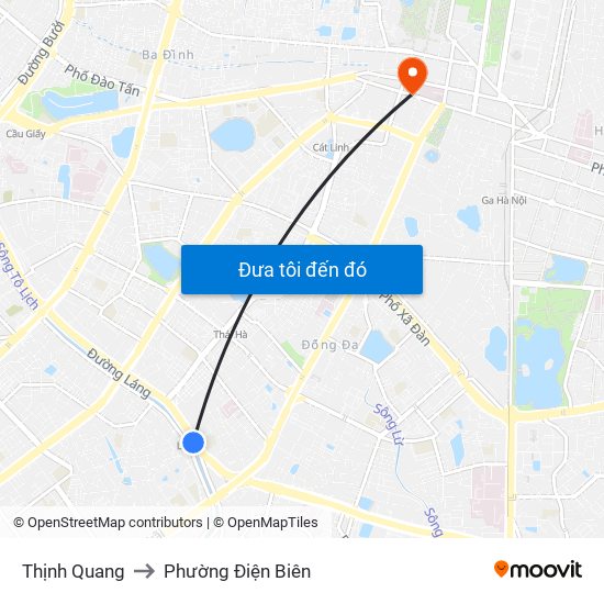 Thịnh Quang to Phường Điện Biên map