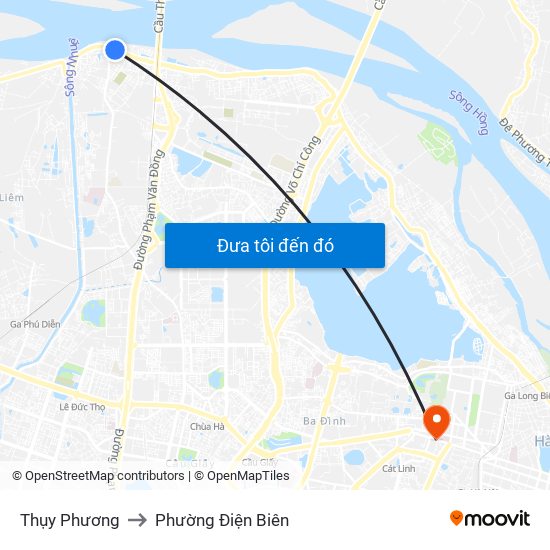 Thụy Phương to Phường Điện Biên map