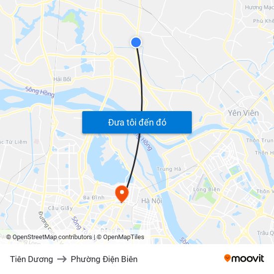 Tiên Dương to Phường Điện Biên map