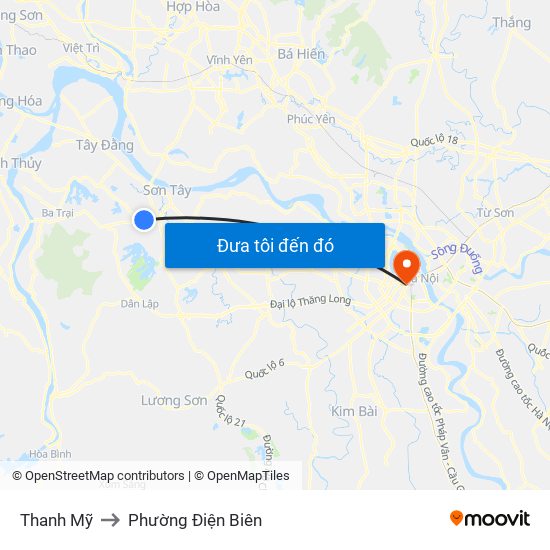 Thanh Mỹ to Phường Điện Biên map