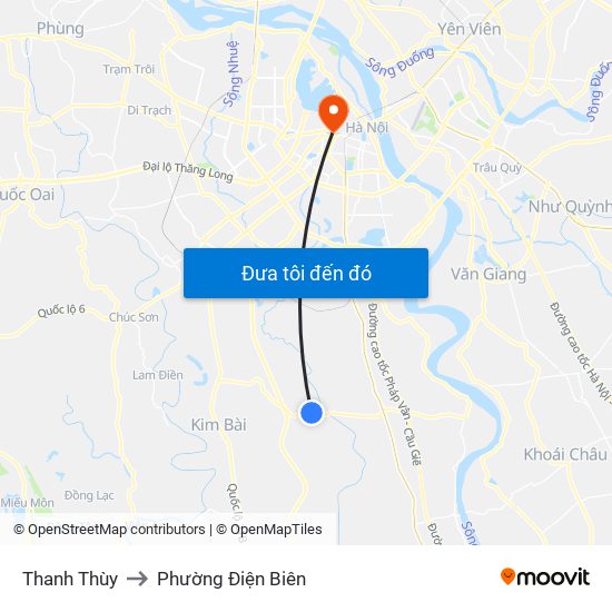 Thanh Thùy to Phường Điện Biên map