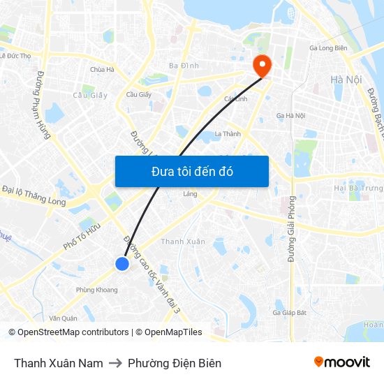 Thanh Xuân Nam to Phường Điện Biên map