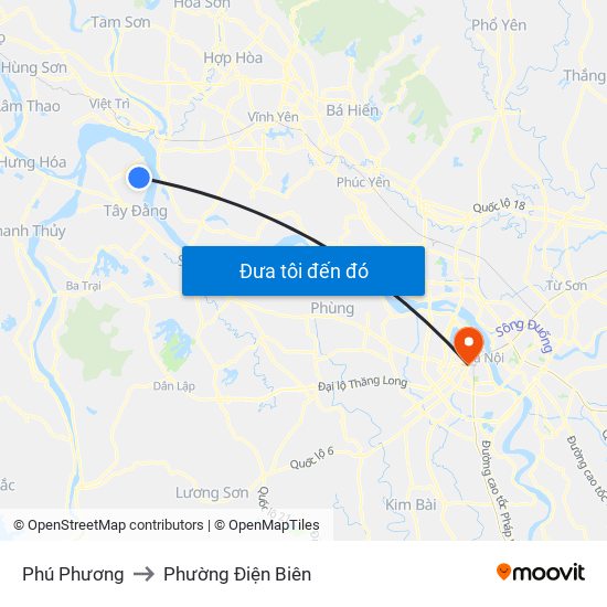 Phú Phương to Phường Điện Biên map