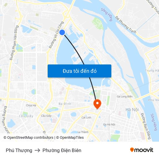Phú Thượng to Phường Điện Biên map
