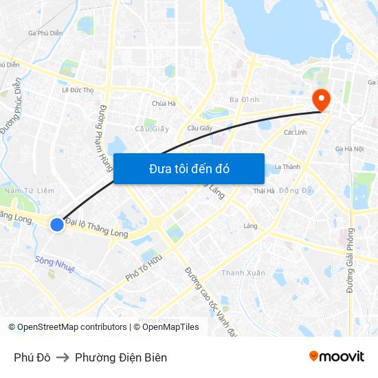 Phú Đô to Phường Điện Biên map