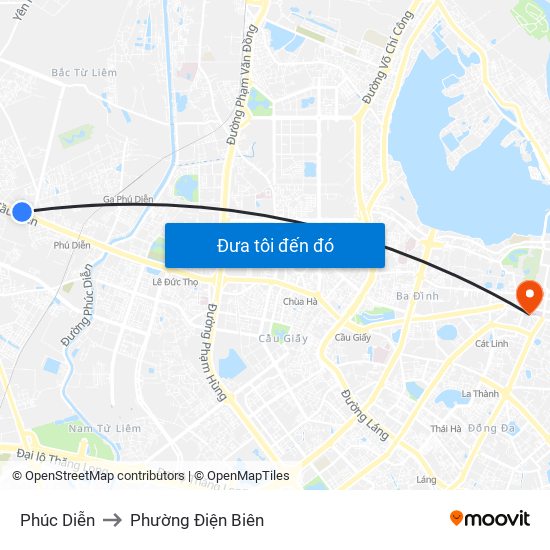 Phúc Diễn to Phường Điện Biên map