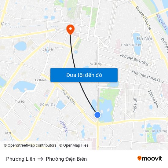 Phương Liên to Phường Điện Biên map