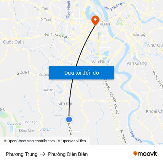 Phương Trung to Phường Điện Biên map