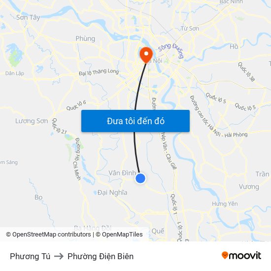 Phương Tú to Phường Điện Biên map