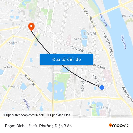 Phạm Đình Hổ to Phường Điện Biên map