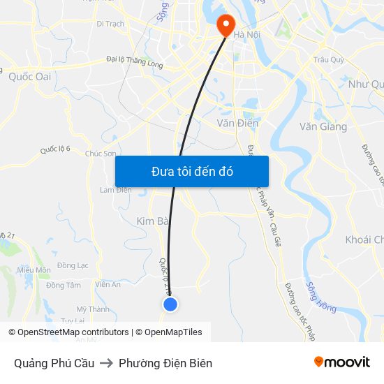 Quảng Phú Cầu to Phường Điện Biên map