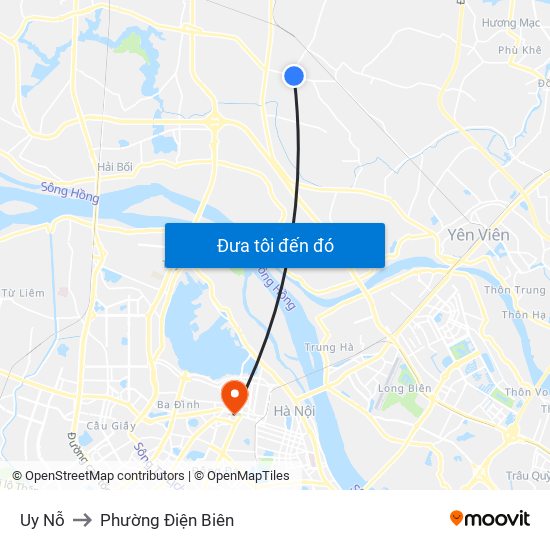 Uy Nỗ to Phường Điện Biên map