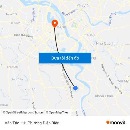 Vân Tảo to Phường Điện Biên map