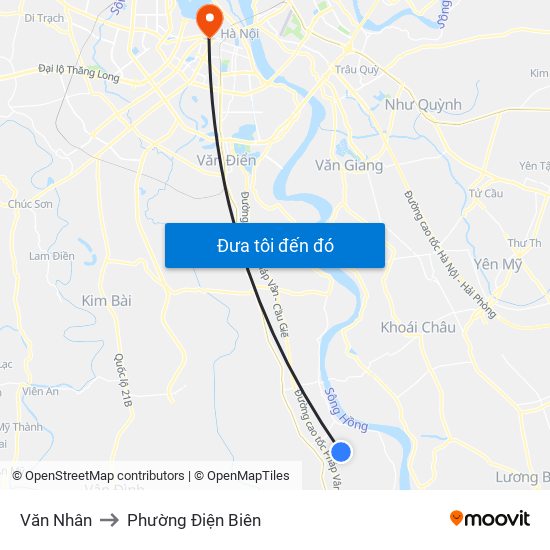 Văn Nhân to Phường Điện Biên map