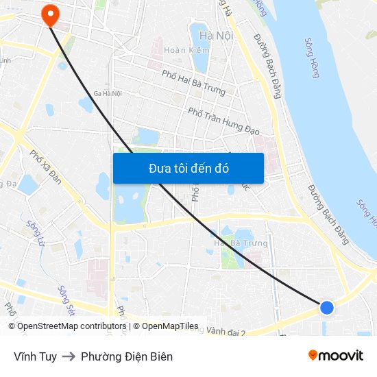 Vĩnh Tuy to Phường Điện Biên map