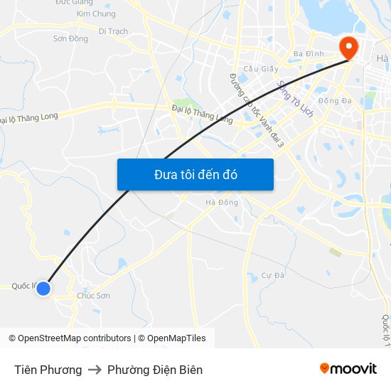 Tiên Phương to Phường Điện Biên map