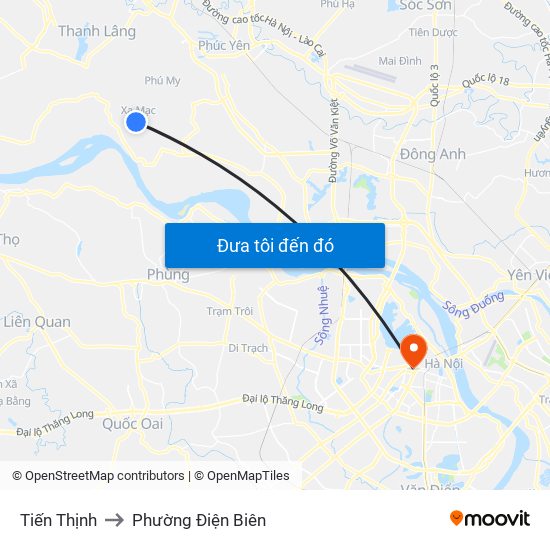 Tiến Thịnh to Phường Điện Biên map