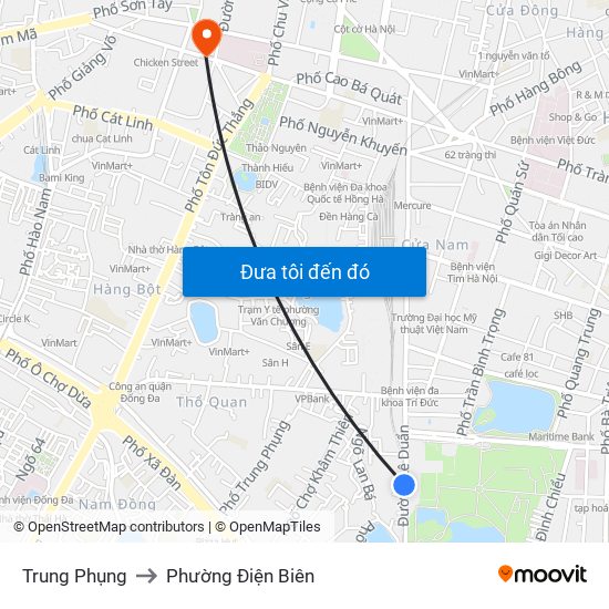 Trung Phụng to Phường Điện Biên map