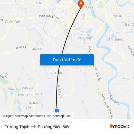 Trường Thịnh to Phường Điện Biên map