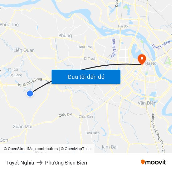 Tuyết Nghĩa to Phường Điện Biên map