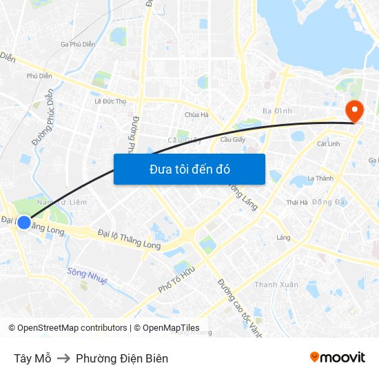 Tây Mỗ to Phường Điện Biên map