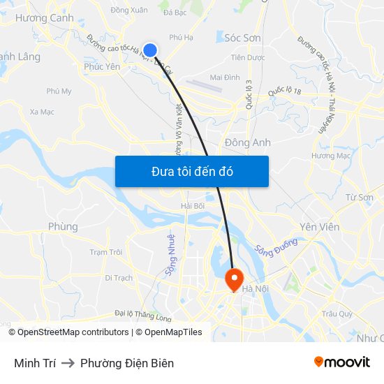 Minh Trí to Phường Điện Biên map