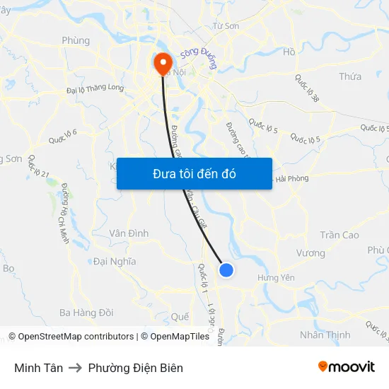 Minh Tân to Phường Điện Biên map
