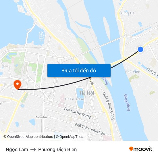 Ngọc Lâm to Phường Điện Biên map