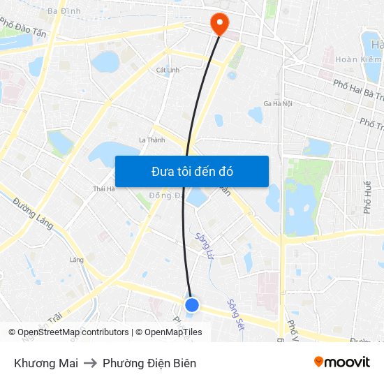 Khương Mai to Phường Điện Biên map