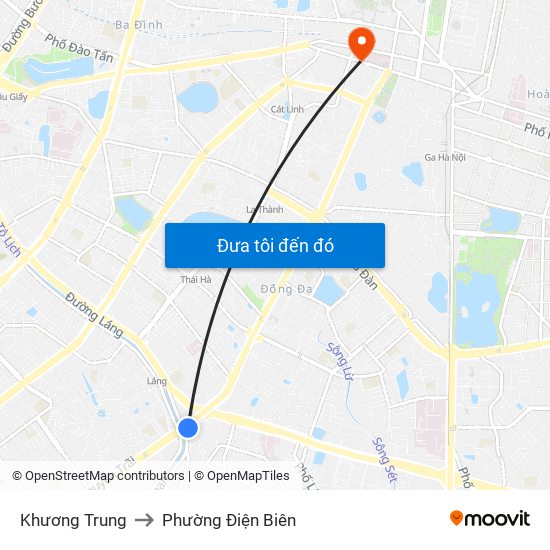 Khương Trung to Phường Điện Biên map