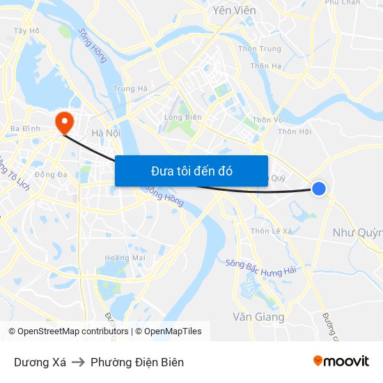 Dương Xá to Phường Điện Biên map