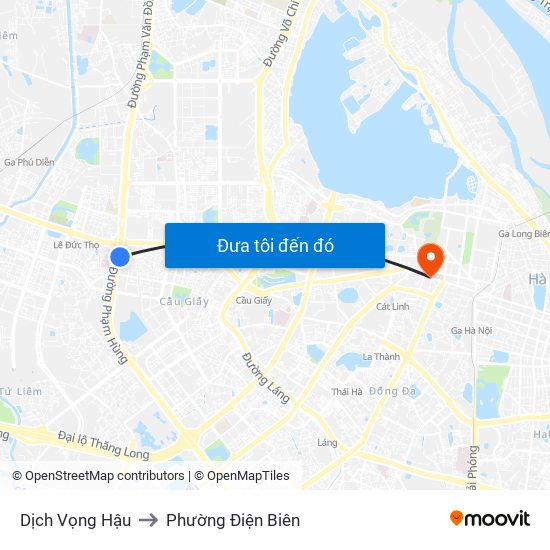 Dịch Vọng Hậu to Phường Điện Biên map