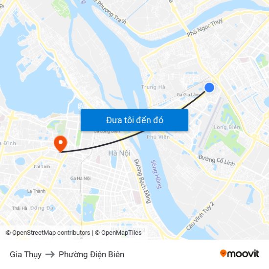 Gia Thụy to Phường Điện Biên map