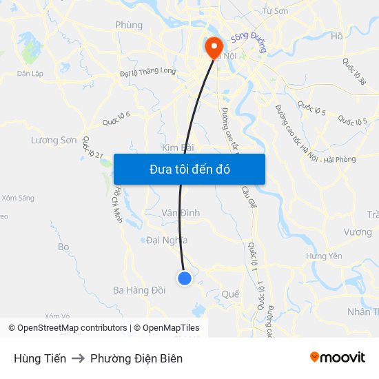 Hùng Tiến to Phường Điện Biên map