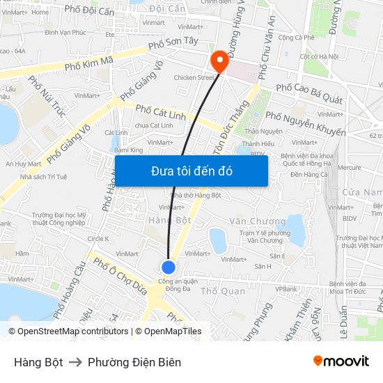 Hàng Bột to Phường Điện Biên map