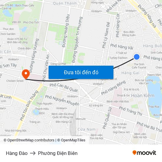 Hàng Đào to Phường Điện Biên map