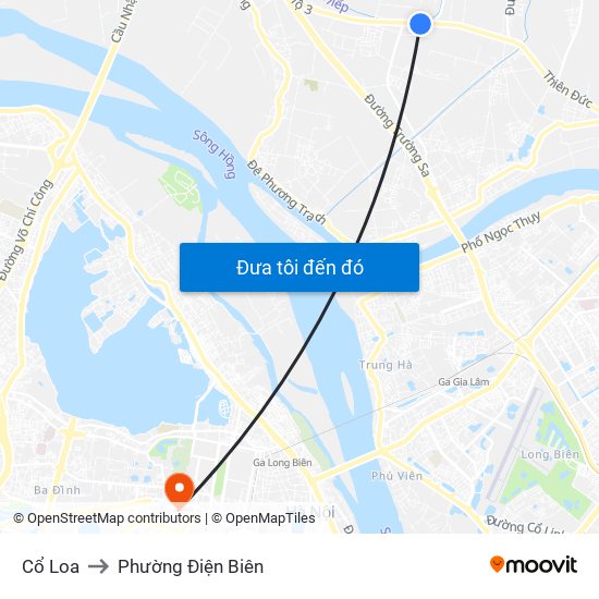 Cổ Loa to Phường Điện Biên map