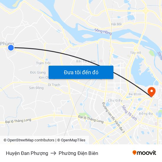 Huyện Đan Phượng to Phường Điện Biên map