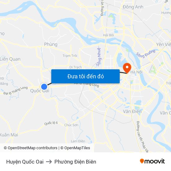Huyện Quốc Oai to Phường Điện Biên map