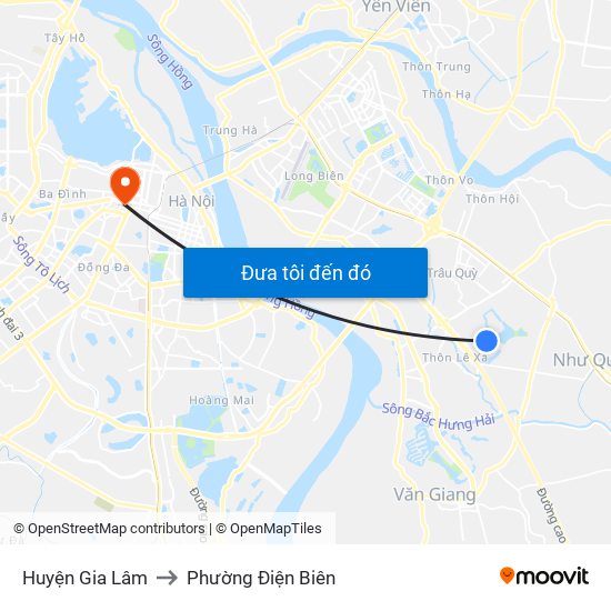 Huyện Gia Lâm to Phường Điện Biên map