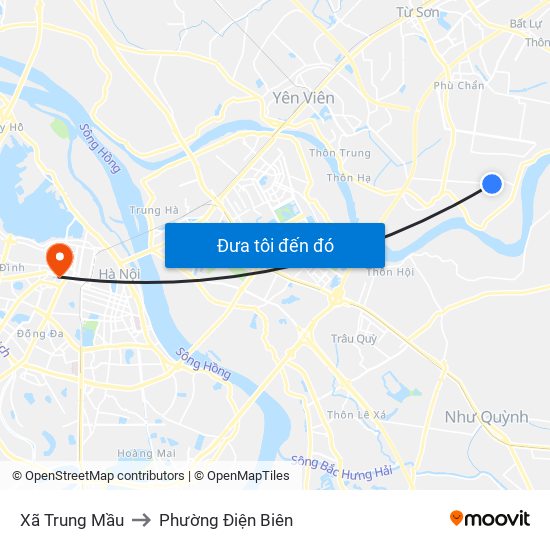 Xã Trung Mầu to Phường Điện Biên map