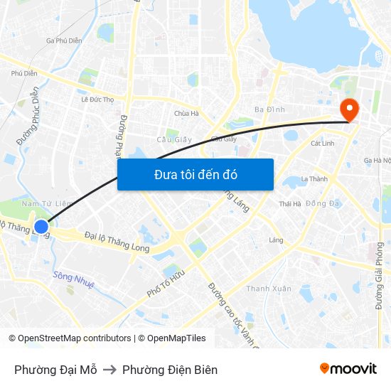 Phường Đại Mỗ to Phường Điện Biên map