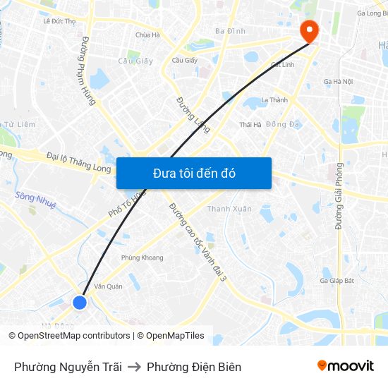 Phường Nguyễn Trãi to Phường Điện Biên map