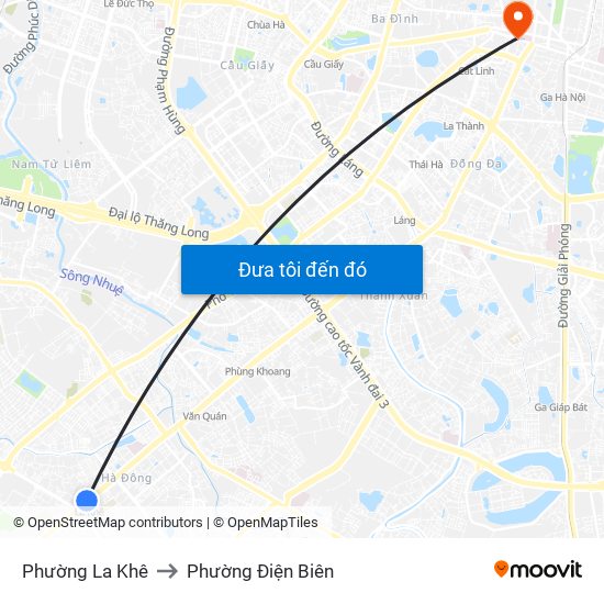 Phường La Khê to Phường Điện Biên map