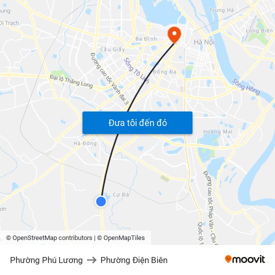 Phường Phú Lương to Phường Điện Biên map